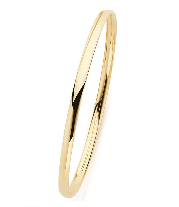 9ct Yellow Gold Sharp Oval 3 x 1.2mm Bangle #24404