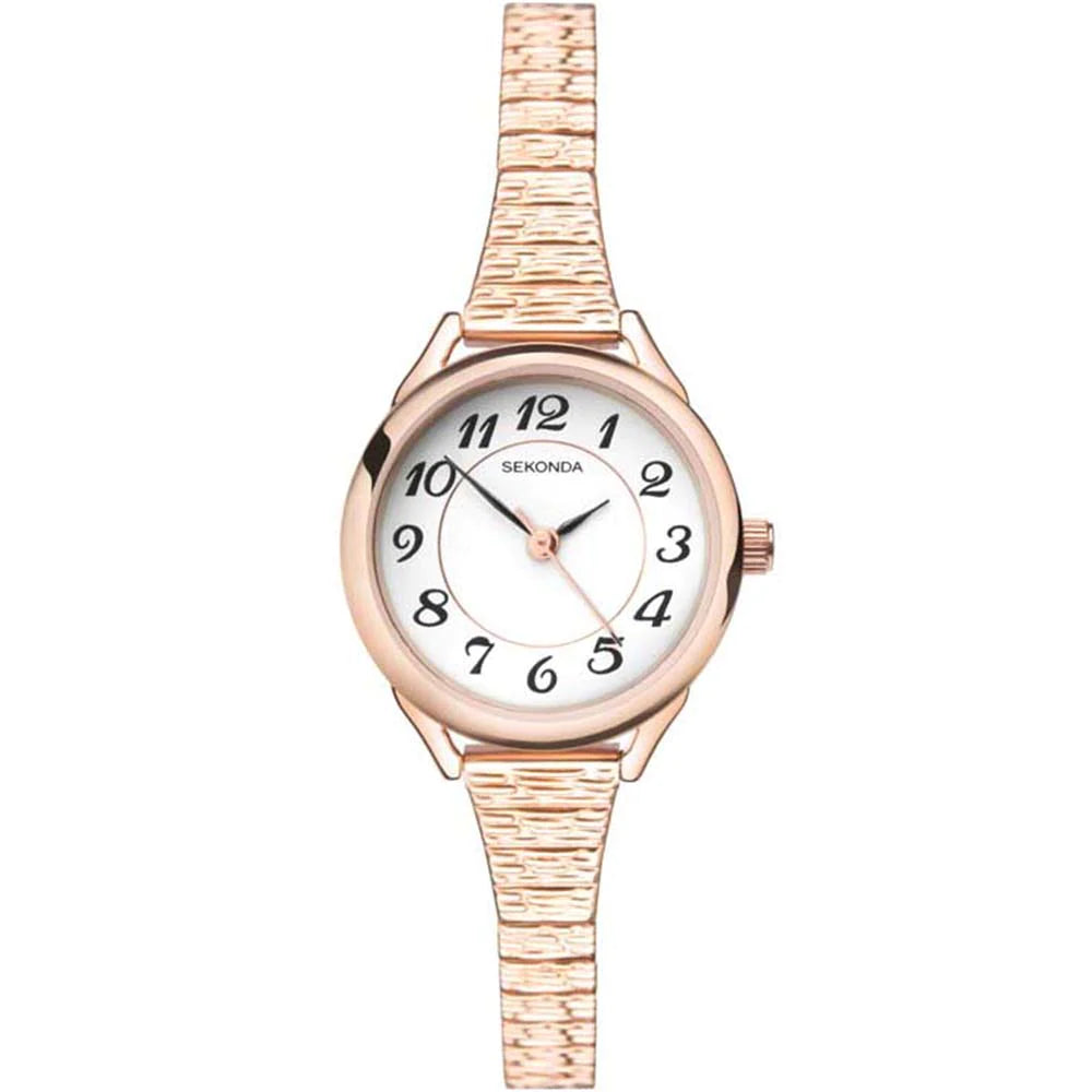 Sekonda Ladies Rose Gold Case White Dial Expander Watch #24566