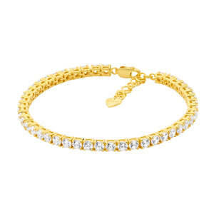 Ellani Sterling Silver White Cubic Zirconia 3.5mm Gold Plated Tennis Bracelet #23904