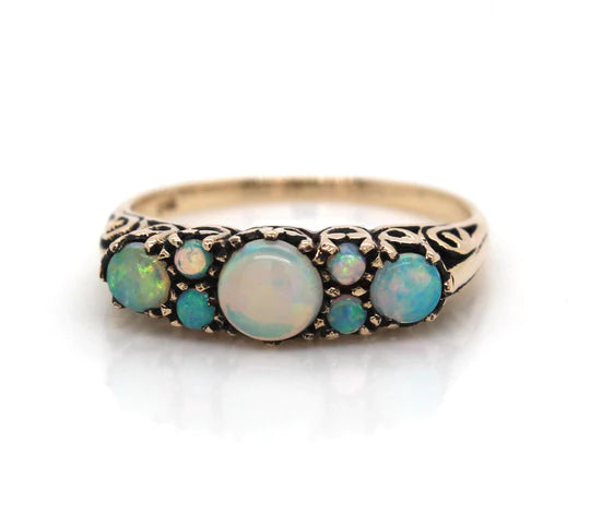 9ct Yellow Gold Opal Antique Style Ring #23757