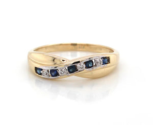 9ct Yellow Gold Crossover Sapphire Ring #22046