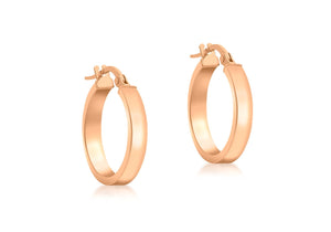 9ct Rose Gold Hollow Rectangular Tube Earrings #