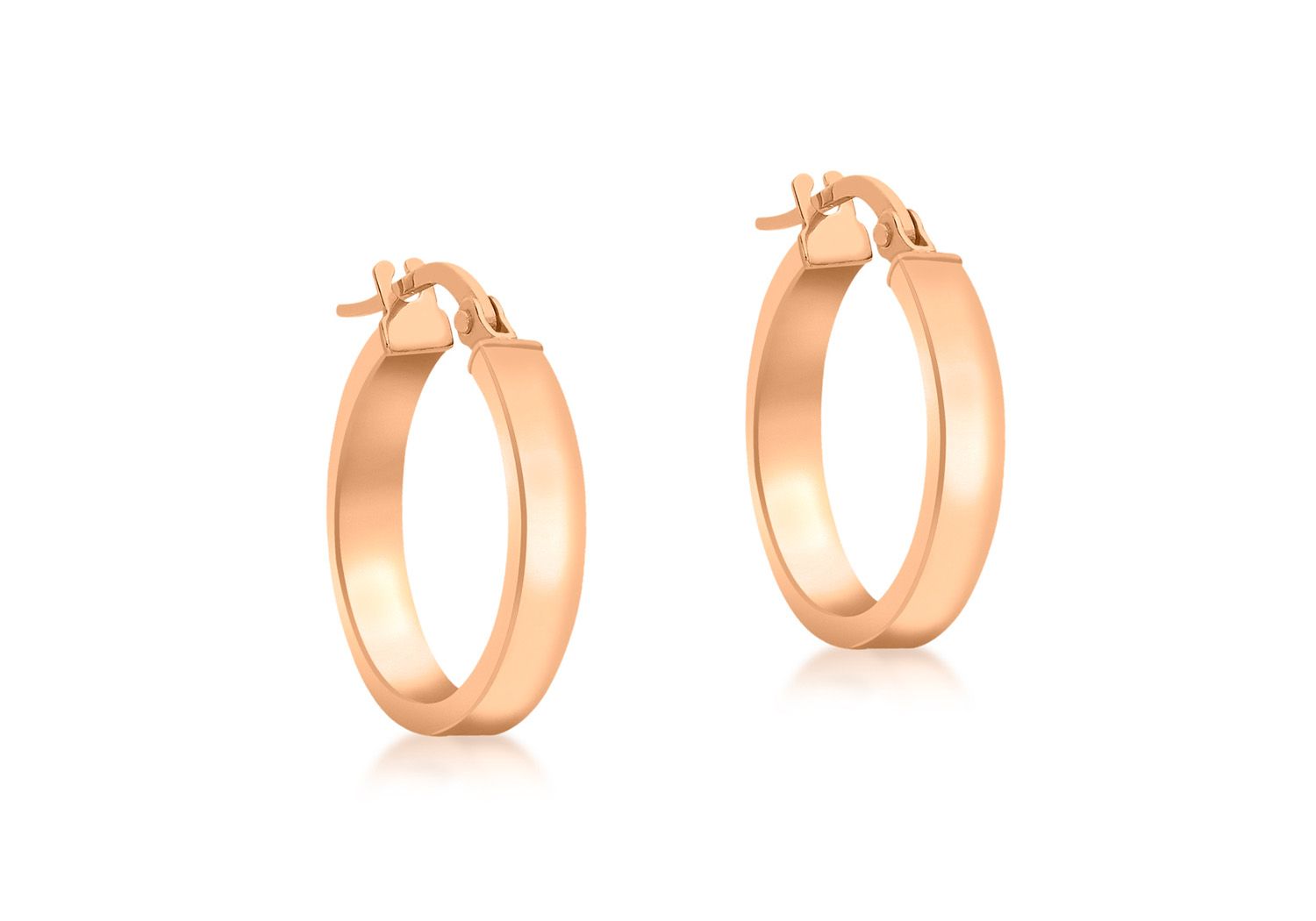 9ct Rose Gold Hollow Rectangle Tube Hoops #