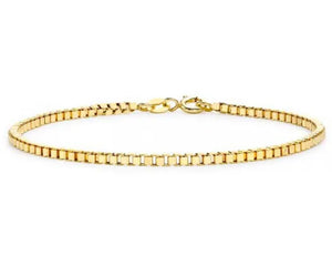 9ct Yellow Gold Hollow Box Bracelet 19cm #