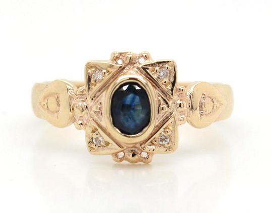 9ct Yellow Gold Oval Rub Over Fancy Sapphire Ring #22579