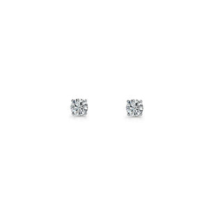 Ellani Sterling Silver 4mm Round White CZ Claw Set Studs #23679