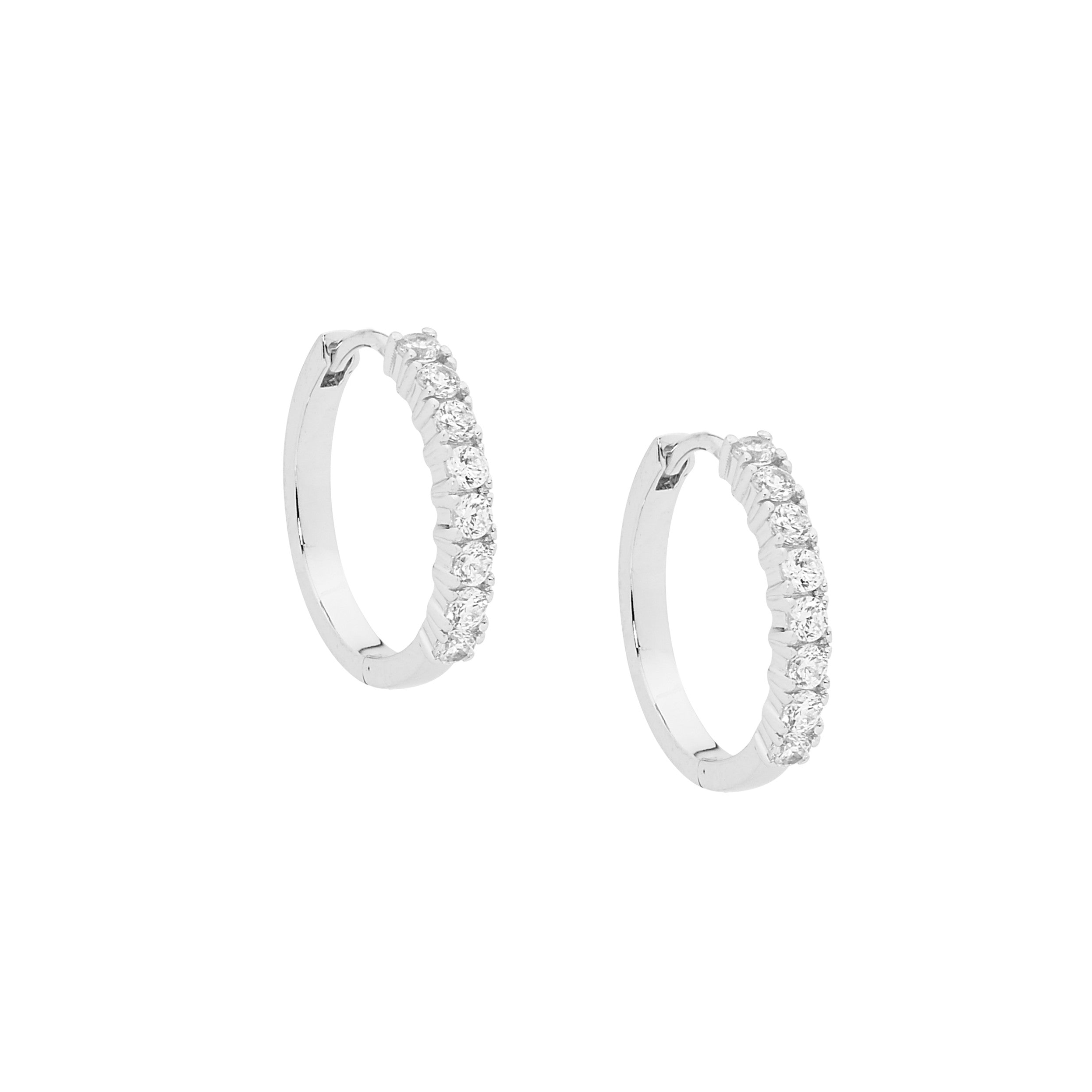 Sterling Silver Cubic Zirconia 15mm Hoop Earrings #22925