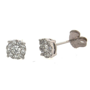 9ct White Gold Round Diamond Cluster Studs #22601