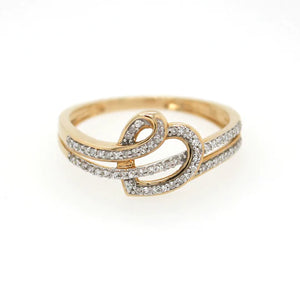 9ct Yellow Gold & Diamond Heart Ring  #