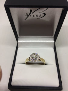 9ct Yellow Gold Rub Over Style Cluster Engagement Ring #2160